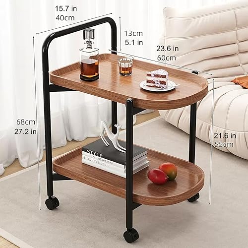Chariot Table roulante de cuisine Chariot Tables basses Table d'appoint Tables de canapé Table de fruits Snack Table d'appoint de canapé sur roulettes Petite table d'appoint avec étagère de rangement - Nail Gallerys