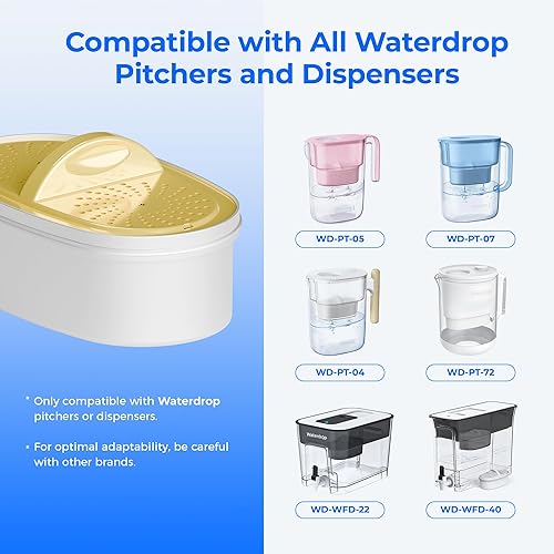 Waterdrop Lot de 3 cartouches de filtre à eau, WD-PF01A-P - Filtres de rechange pour toutes les carafes Waterdrop et système de filtration du distributeur, certifiées NSF 53, 42 et 372, réduisent le - Nail Gallerys