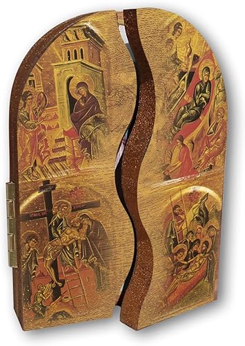 Frères Bonella - Triptyque en bois avec l'icône Jésus Maître - 6 x 9 cm - Fabriqué en Italie - Nail Gallerys