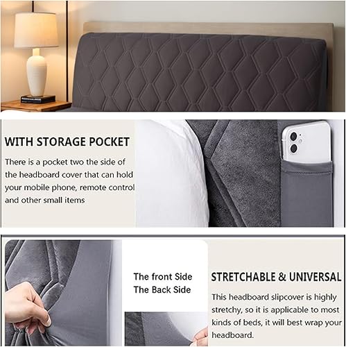 DOSYCOVUR Housse De Protection De Tête De Lit Élastique Velours Lavable Housse De Lit King Size Housse De Lit Double Tête De Lit Simple Housse De Tête De Lit Tout Compris,A,230cm - Nail Gallerys