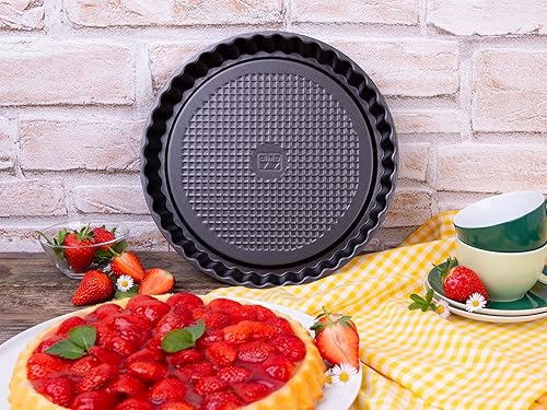 CHG 8099-06 Moule à Tarte Professionnel Acier Inoxydable Anthracite 28 cm - Nail Gallerys