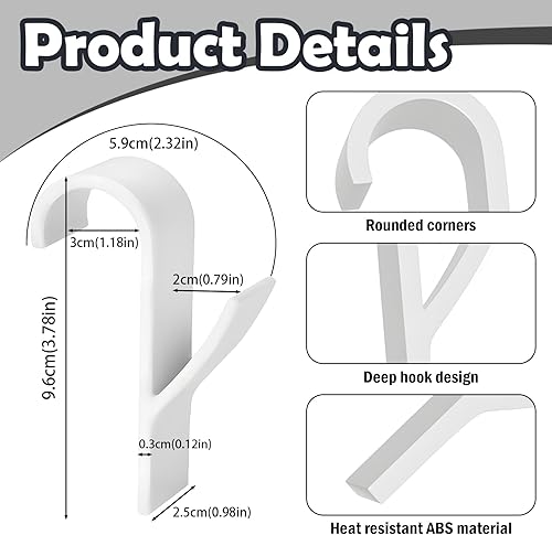 kaiyaya Lot de 20 crochets pour radiateur de salle de bain - Blancs - En ABS - Pour radiateur rond - Convient pour la plupart des barres suspendues - Tous les radiateurs standard - Nail Gallerys