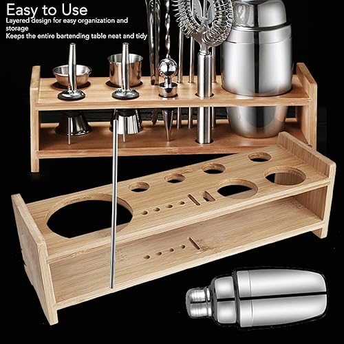 Support de Kit de Barman, Shaker à Cocktail en Bois de Bambou, Support de Rangement, Porte-outils de Barman, Ensemble D'accessoires pour Mélangeur de Boissons, Présentoir pour - Nail Gallerys