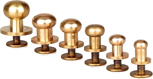 KAYRAM 10 pièces Pur Laiton vis Bouton tête Ronde Rivet Goujon Sac fermoirs Boucle Attache Couture vêtement Cuir Artisanat 5/6/7/8/9/10mm (Color : 9mm) - Nail Gallerys