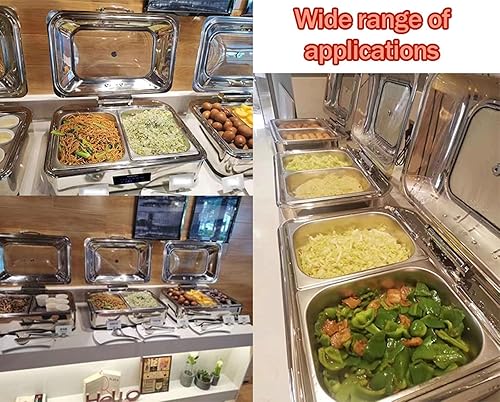 Chafing Dish Buffet 9L, Chauffante-Plats Buffet électrique Inox avec Couvercle en Verre Visible et Température Réglable 35-80 °C, Idéal pour Buffets D'hôtel Fêtes Banquets et Plus Encore(Size:f - Nail Gallerys