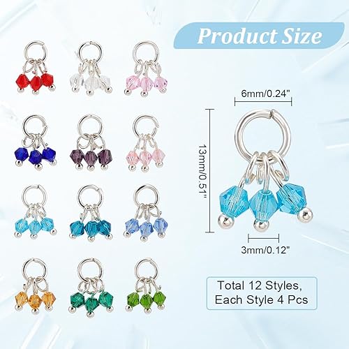 NBEADS 48 pcs 12 couleurs Cristal Perles de Naissance Charmes, Perles de Pierres Précieuses en Verre Pendentif Breloques en Cristal Connecteur pour Bijoux Collier Bracelet Boucle D'Oreille Fabrication - Nail Gallerys