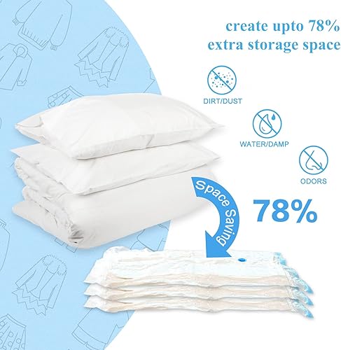 Lot de 6 Sac sous Vide Vetement Aspirateur XXL*2 Housses de Rangement sous Vide Sac Rangement sous Vide Aspirateur pour Couettes Matelas Literie Oreillers(Pompe fournie) - Nail Gallerys