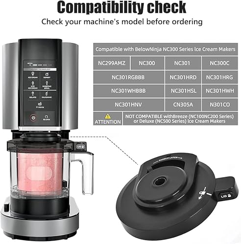 LUFEIS Couvercle extérieur de rechange réutilisable pour machine à glace Ninja NC299AMZ/NC300/NC301, passe au lave-vaisselle (sans pagaie) - Nail Gallerys