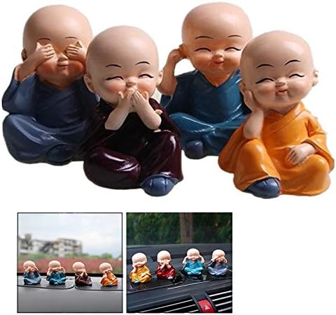 LHKJ 4 pièce Figurine Moine Bouddha, Mignon Moine Figurines Petite Statue De Résine Maison Décor Noël Cadeau Décoration de Table - Nail Gallerys