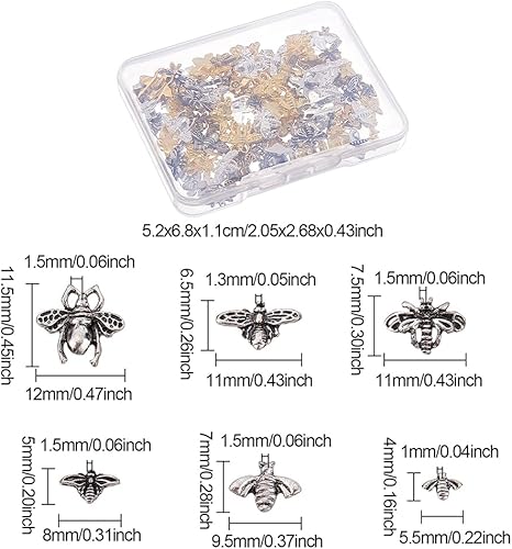 OLYCRAFT 144 Pcs 3D Abeilles Forme Résine Charges Métal Résine Charmes 4 Couleurs Alliage Cabochons Résine Époxy Fournitures Remplissage Accessoires pour Résine Fabrication de Bijoux - Nail Gallerys