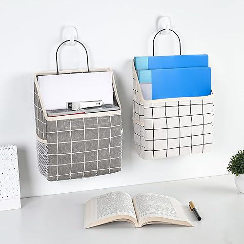 Winter Shore Lot de 3 Rangement Suspendu pour Porte - Rangement Porte pour Placard & Salle de Bain - Pochette Murale en Tissu avec Compartiments pour Rangement Mural Chambre - Nail Gallerys
