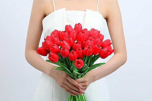 XIANNVXI 15 Pièces Tulipe Champagne Couleur Fausses Tulipes Artificielles Tulipes Fleurs pour Décoration de Chambre Décoration de Mariage 14 Pouces - Nail Gallerys
