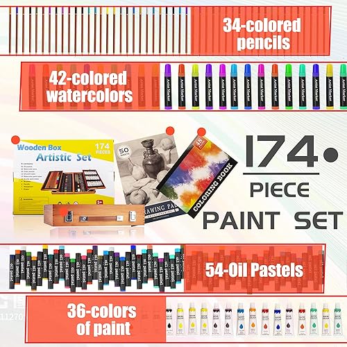 KINSPORY Mallette Dessin Enfant, 168 pièces coloriage kit Dessin Enfant, Sets de Dessin, Art Set, Mallette de Coloriage - Nail Gallerys