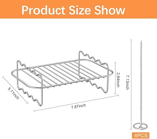 Support Friteuse Air,Support Multifonction Double Couche,Accessoires de Friteuse à Air Set,Accessoires Friteuse Air Chaud,Grille Air Fryer,Air Fryer Rack pour Friteuses à Double - Nail Gallerys