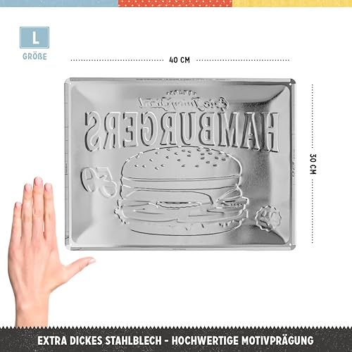 Nostalgic-Art Plaque Vintage USA – Hamburgers – Idée de Cadeau pour Les Amateurs de dîner, en métal, Design Retro pour la décoration, 30 x 40 cm - Nail Gallerys
