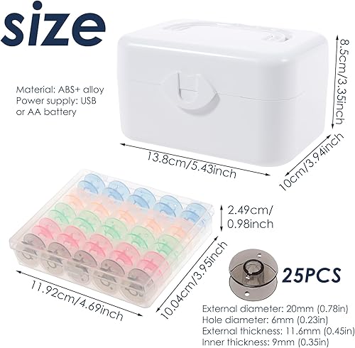 Bobineur électrique,Machine à coudre portable avec capteur d'arrêt automatique,Bobineur automatique avec port USB-C et câbles,13,8×10×8,5 cm,Bobineur de canette en plastique pour enrouler le fil - Nail Gallerys