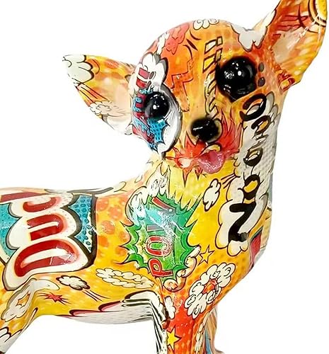 MagiDeal Multicolore Chihuahua Sculpture Chien Statue Moderne Résine Animal Artisanat Polyvalent Coloré pour Bureau, Maison, Bureau, Café, Restaurant, Style c - Nail Gallerys