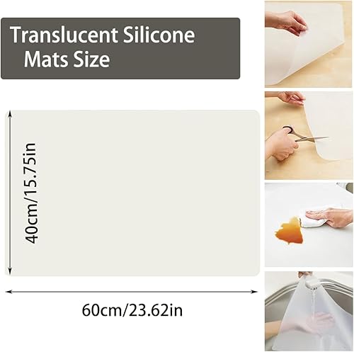 1 lot de tapis de travail en silicone translucide de 60 x 40 cm, antidérapant, imperméable, résistant à la chaleur, grand tapis de protection de plan de travail de cuisine, tapis de peinture en - Nail Gallerys