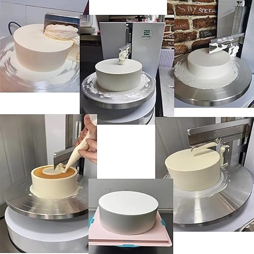 XDLYWUZIQ 4-12 Pouces Machine Automatique De Décoration De Revêtement Lisse De Crème De Gâteau d'anniversaire, Outil De Décoration De Lissage De Grattoir De Gâteau Réglable,White - Nail Gallerys