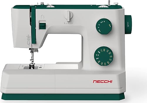 Necchi Q421A Machine à coudre, intérieur en aluminium moulé sous pression, coque en ABS, vert, régulier - Nail Gallerys