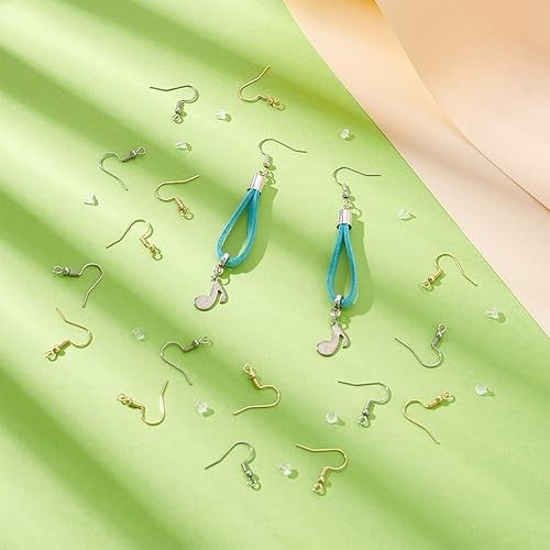 UNICRAFTALE 160 pièce 2 couleurs Crochets de Boucles D'Oreilles Acier Inoxydable Chirurgical 316 Fil D'Oreille à Boule avec 200Pcs écrous D'Oreille Plastique pour la Fabrication de Bijoux - Nail Gallerys