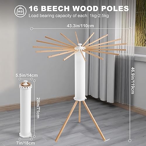 VANCHEMO Séchoir à linge à trois pieds peu encombrant pliable en aluminium 119 x 110 cm - Support de séchage intérieur - Idéal pour balcon, chambre à coucher, maison - Nail Gallerys