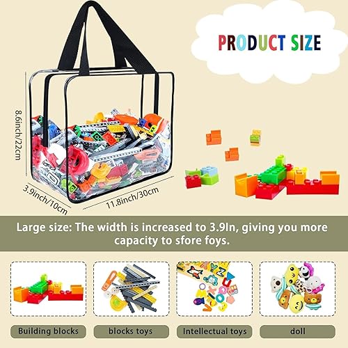 Lot de 3 sacs de rangement transparents pour jouets avec poignées, sacs de rangement pour jouets, petits sacs de rangement pour jouets, sacs de rangement pour jouets, sacs étanches pour jeux de - Nail Gallerys