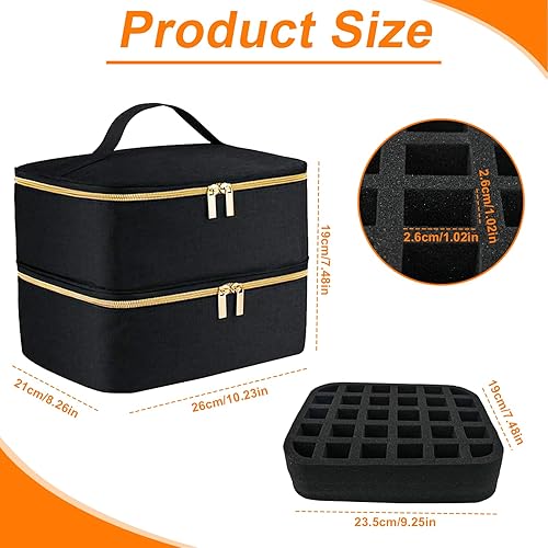 JGCJGG Rangement Vernis à Ongles Noir, Boite Rangement Vernis Double Couche, Organisateur Vernis à Ongle, Malette Rangement Vernis à Ongle Contient 30 Bouteilles, pour Lampe UV Onglerie Maquillage - Nail Gallerys