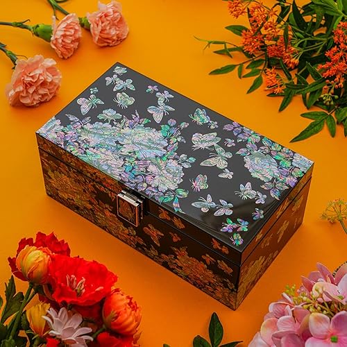 February Mountain Boîte décorative Mohter of Pearl avec couvercles pour décoration d'intérieur Plateau Cadeau unique pour les femmes qui ont tout fait à la main - Nail Gallerys