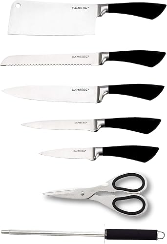 KAMBERG - Bloc couteaux de cuisine 8 pcs en Acier Inoxydable - Support Acrylique - Couteaux de cuisine - Type Pierre - 0008133 - Nail Gallerys