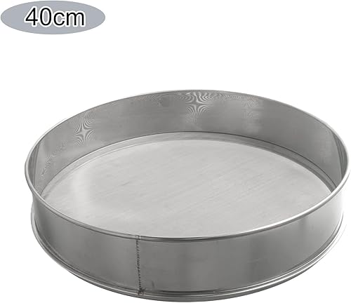 Tamis à farine en acier inoxydable - Filtre à huile à mailles fines - Rond - 40 cm de diamètre - Facile à nettoyer - Pour la cuisson, la cuisson, la friture, le tamis de farine, le sucre, l'huile - Nail Gallerys