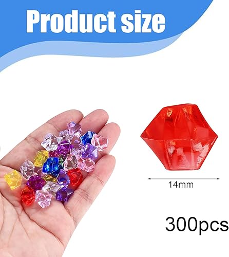DHWEKU 300 Pièces Faux Diamants Acrylique Multicolore, Gemmes de Diamants, Pierres Précieuses de Bijoux pour Décoration Table Mariages, Remplissage du Vase, Anniversaire - Nail Gallerys