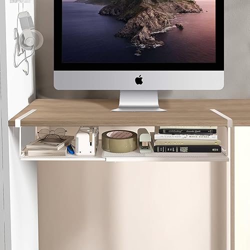 Panier Suspendu Rangement Métal Extensible 38-70cm, Panier sous Étagère Cuisine Armoire, Etagere Placard pour Optimiser l'espace de Rangement et Organiser Vos Ustensiles de Cuisine (Blanc) - Nail Gallerys