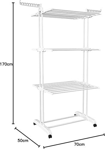 Generico Étendoir à 4 niveaux avec ailes latérales pliantes, blanc - Nail Gallerys