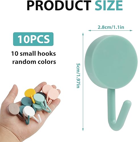 Crochet Adhésif Mural, 10 Pièces Petites Colorés Crochets Muraux Sans Percer ni Clous, Crochets pour Serviettes de Bain Pour Accroche Salle, Cuisine, Plafond, Accrocher, Mural, Porte, Peignoirs - Nail Gallerys