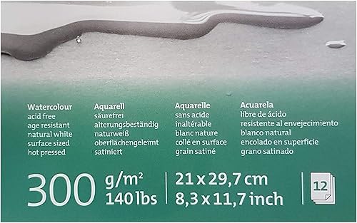 ESPACE BEAUX ARTS Hahnemühle Harmony Bloc Aquarelle 12 Feuilles 300 GR 21 x 29,7 cm, Grain satinè.Moulin du Coq.Spirale.Made in Germany - Nail Gallerys