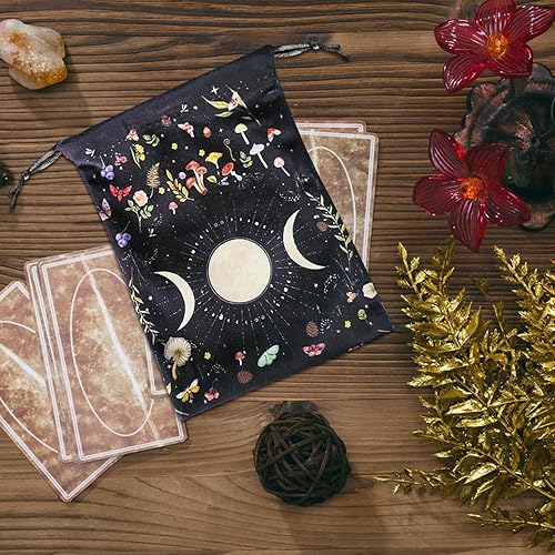 Sac De Carte De Tarot - Sac De Tarot En Phase De Lune En Flanelle Avec Cordon De Cordon Pour Terrasses De Tarot, Cartes Oracle, Ensembles De Runes, Pierres Précieuses, Dés, Stockage D'outils Spirituel - Nail Gallerys