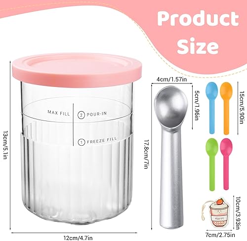 BBWELL 4 Pièces Pot pour Ninja Creamy Deluxe,Récipients à Crème Glacée de Rechange pour Ninja Creami Deluxe Nc501/Nc500,Machine à Glace Accessoires pour Ninja Ice Creami,Compatible Lave - Vaisselle - Nail Gallerys