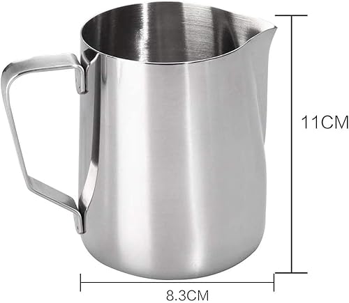 POFET Pichet à lait en acier inoxydable 600 ml avec marqueur de mesure et stylo à latte, carafe à lait Idéal pour la fabrication d’expresso Barista Cappuccino - Nail Gallerys