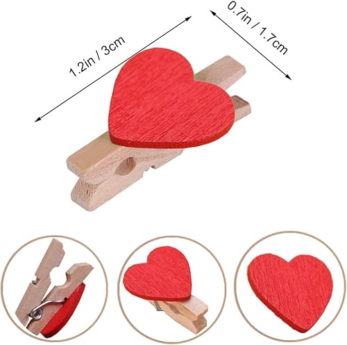 Lot de 50 Mini Pinces à Linge en Bois Blanches en Forme de cœur, Multicolores, 3 cm - Nail Gallerys