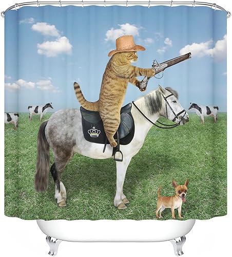 SHROUDEX Rideau de douche chat - 180 x 180 cm - Drôle de chat - Rideau de douche pour enfants - Motif chat - Multicolore - Adorable et hilarant - Textile (7, 180 x 180 cm) - Nail Gallerys