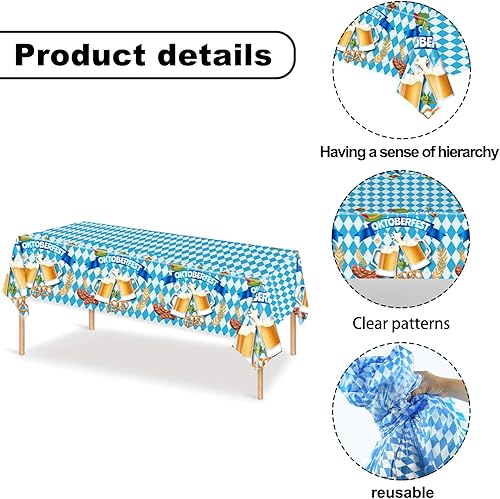 Lot de 2 décorations pour fête de la bière, décoration bavaroise, décoration bavaroise, 137 x 274 cm, nappe bavaroise bleu et blanc, décoration de table pour tente à bière, traiteur, fête de la bière, - Nail Gallerys