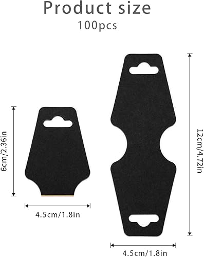 XDGBGFN Lot de 100 cartes d'affichage pour bijoux, noires, boucles d'oreilles, colliers, bracelets, produits de bricolage, carton, 12 x 4,5 cm - Nail Gallerys