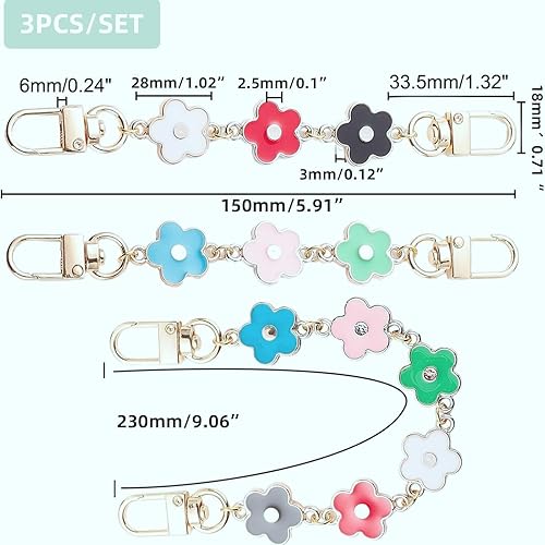 Anse de sac avec bandoulière et chaîne pour sac à main – 3 pièces de fleur porte-monnaie chaîne avec rallonges, idéales pour personnaliser vos sacs - Nail Gallerys