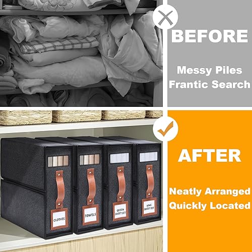 SortWave Lot de 4 organiseurs de draps et de rangement pour draps de lit pour placard en lin, organiseur pliable en lin pour draps, serviettes, couvertures, housses de couette et taies d'oreiller, - Nail Gallerys