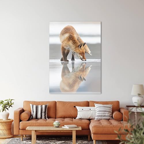 Ceanothe Tableau sur verre reflet renard 45x65 cm - Impression Image Haute Définition Pour Décoration Murale avec Finition Brillante Fabriqué en France - Nail Gallerys