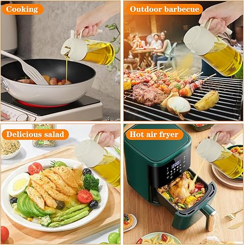 JASTOO Pulvérisateur d'huile 2 en 1 pour huile alimentaire 470 ml - Vaporisateur d'huile de qualité alimentaire pour la cuisson, l'huile d'olive - Vaporisateur d'huile d'olive pour salade, barbecue et - Nail Gallerys