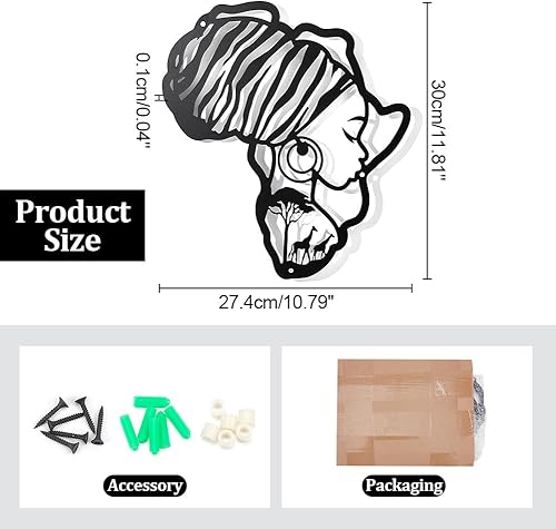 nbeads Africa Map Décoration Murale en Métal, Style Mat Femmes Tenture Murale Décor Silhouette Art Mural pour la Maison Jardin Hôtel Bureau Mur Festival Décoration Cadeau, 10.79×11.8 Pouces - Nail Gallerys