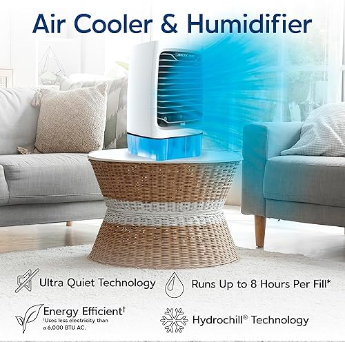 Arctic Air Chill Zone XL Refroidisseur par évaporation avec ventilateur oscillant, minuterie d'arrêt automatique, ventilateur portable avec 4 vitesses réglables, ventilateur de refroidissement de 16 - Nail Gallerys
