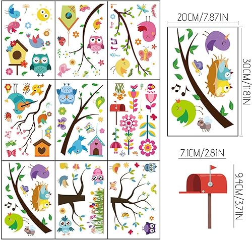 9 feuilles de stickers muraux électrostatiques pour fenêtre de dessin animé, autocollants muraux plats imperméables, décalcomanies auto-adhésives en PVC, décoration de fenêtre double face bricolage - Nail Gallerys